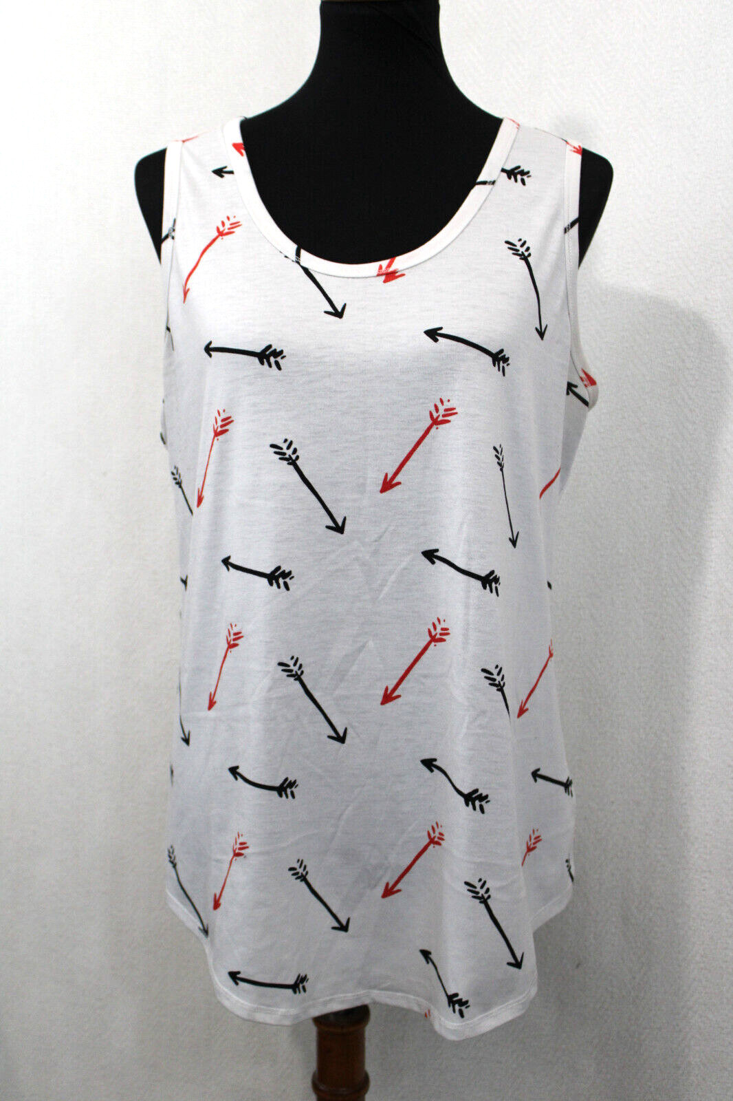 LuLaRoe Size XL Tank White w/ Red and Black Arrows Print Sleeveless