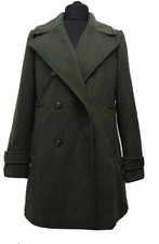 Monsoon Green Wool Blend Coat Womens Size Uk 14  Ref Cl21