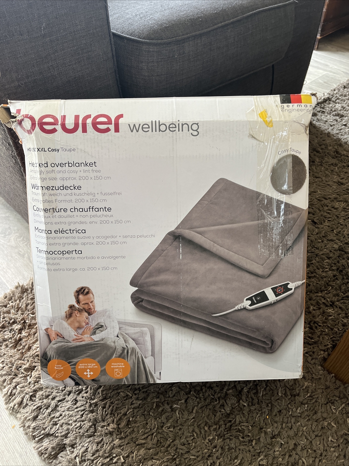 Beurer HD150 XXL Electric Throw - Taupe | Breathable Heated Throw for Sofa  and | eBay