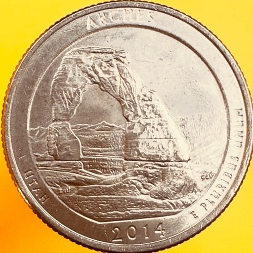 Struck thru grease and debris, high grade 2014 P Arches ATB Quarter Rare Error - Picture 13 of 19