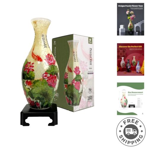 Translucent 3D Vase for Floral Arrangements - 160 Puzzle Pieces, Home Decoration