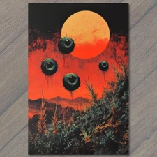 Art Print  Dripping Eyeballs Cosmic Horror Red Sun Fantasy Apocalyptic Surreal