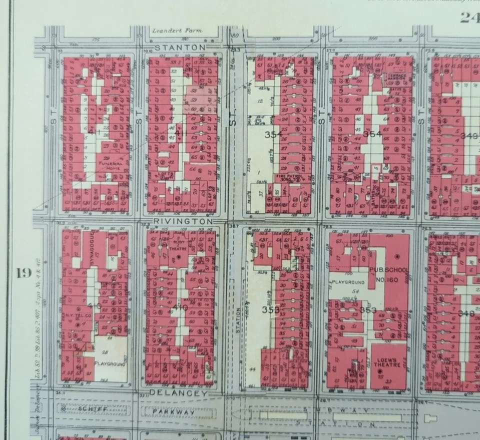 1934 WILLIAMSBURG карта Манхэттен Нью-Йорк Сити Нью-Йорк старый винтажный APOLLO театр - Изображение 3 из 4