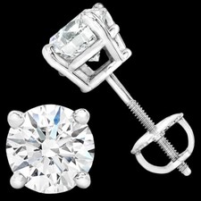 Real Solid 14k White Gold Real Moissanite Stud Earrings Passes Tester 0.2-8ct
