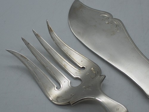 Sterling Silver Fish serving knife and fork. Alexander Sturm c.1867 - Picture 4 of 11