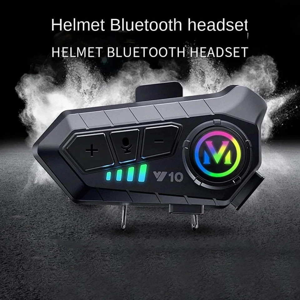 INTERFONO MOTO IMPERMEABILE V10 CASCO AURICOLARE BLUETOOTH 5.3 MICROFONO LED RGB foto 5