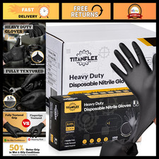 Heavy Duty Black Nitrile Gloves 6 Mil, Fully Textured, Latex & Powder Free, Mech