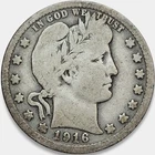 1916-P Barber Silver Quarter 25c Very VG+ * Original Surfaces * 1916P