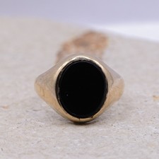 9ct Gold Vintage Onyx Signet Ring | UK Size N | US Size 6.75