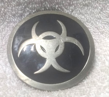 Triple Half Moon In Circle Silver Black Enamel Belt Buckle 2000 Great Vintage