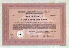 BREMER Lagerhaus Gesellschaft von 1877 BREMERHAVEN Freihafen 5 DM von Sept.1997