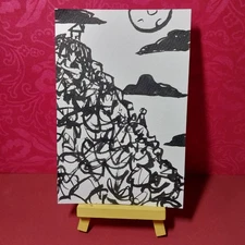 Sindy Fuhr Ink Painting 4x6 Inch Original Abstract Nature Title Clif Side Life