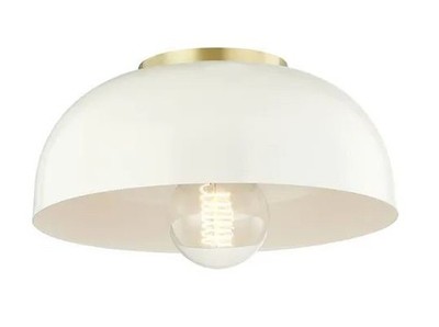Mitzi Avery Single Light 11'' Wide Semi-Flush Aged Brass/Cream Ceiling Fixture