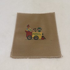 Vintage Needlepoint Handpainted Christmas Train Neol Canvas