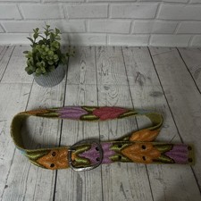 Jenny Krauss Medium Wool Boho Belt Handmade Peru Colorful Woven Artisan 37 in