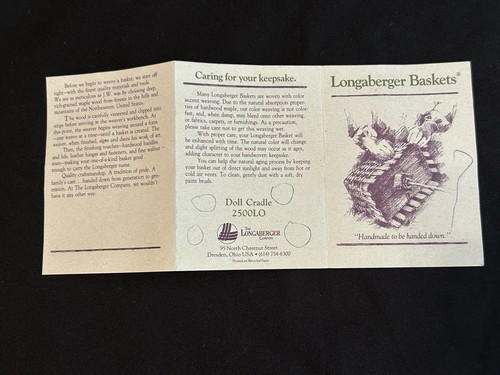 Vintage 1991 LONGABERGER Doll Cradle Woven Basket With Fabric Lace Liner 2500LO - Picture 16 of 20