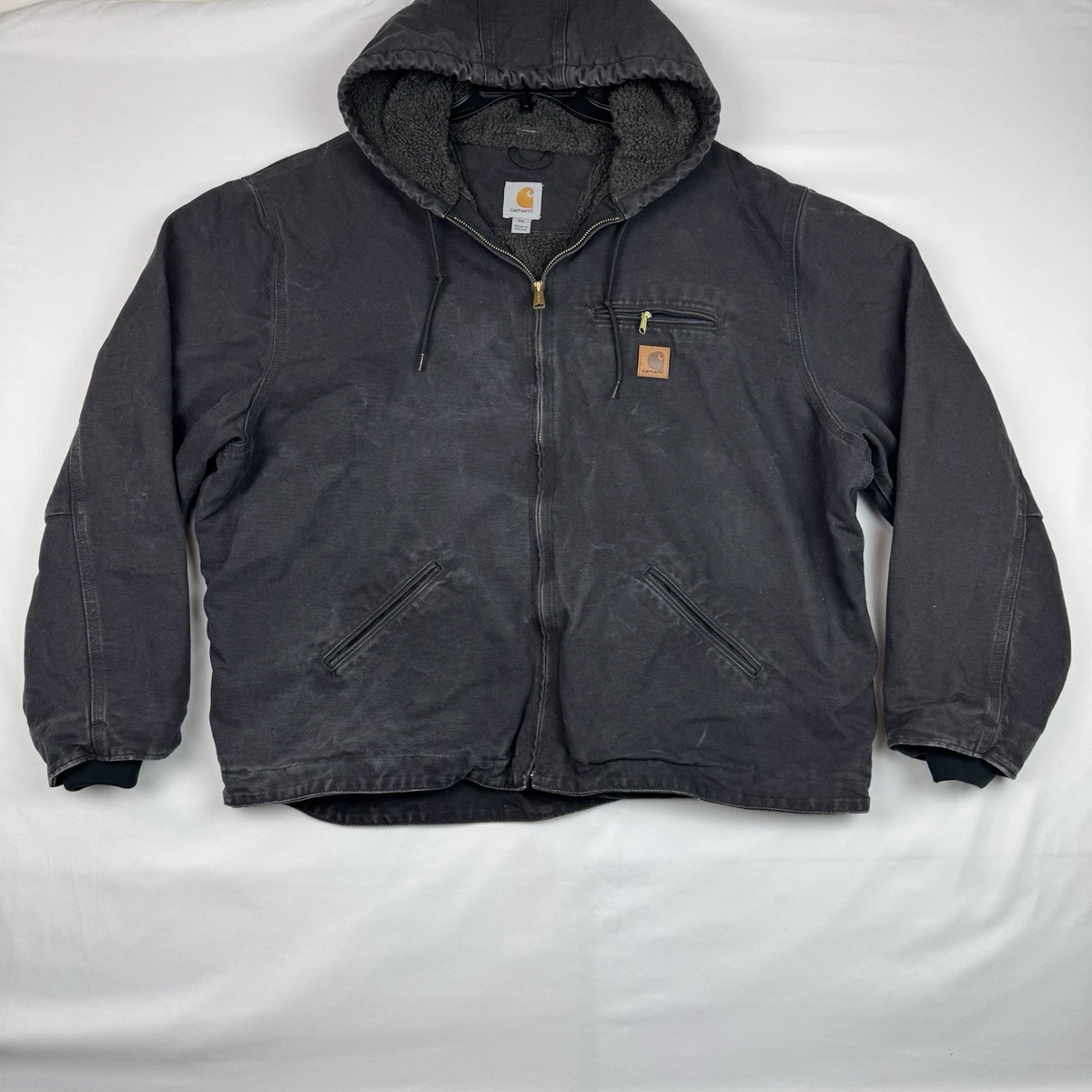 ジャケット・アウター Carhartt J141 BLK Carhartt Men's Sandstone Sierra Jacket/Sherpa Lined J141