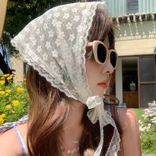 Lace Flower Triangle Scarf Women Thin Breathable Head Wrap Hair Bandana Scarves