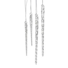 3-1/2-Inch-5-1/2-Inch Clear Glass Icicle Ornament Set of 24 Pieces
