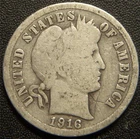 1916 Barber Dime - Full Rims and All Major Details Are Distinctly Outlined