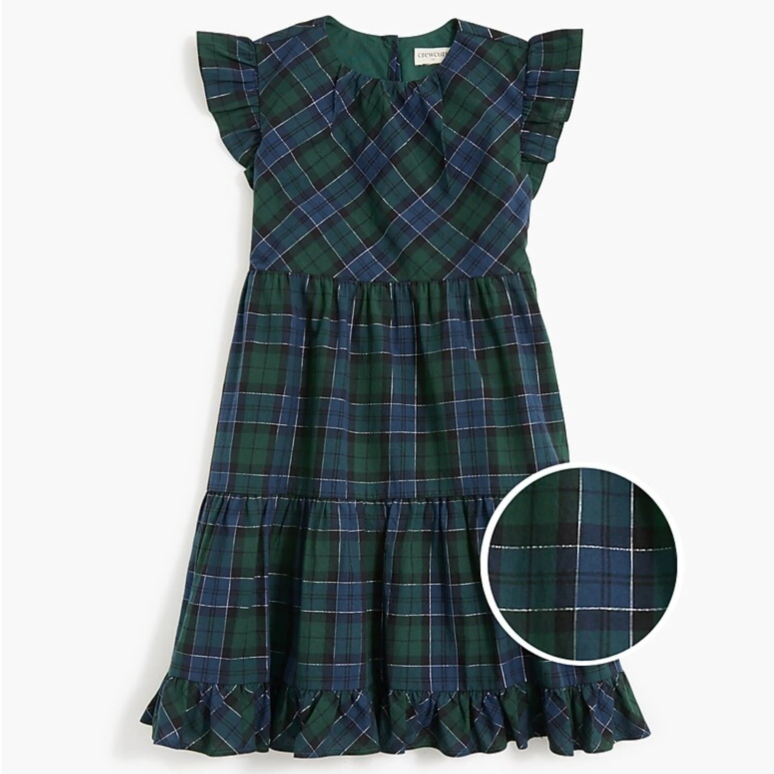 J. Crew Kids Crewcuts Girls Holiday shimmer plaid tiered ruffle dress Size 6 NWT