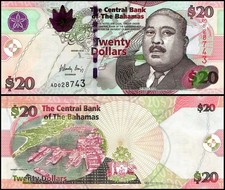 Bahamas 20 Dollars, 2010, P-74A, UNC