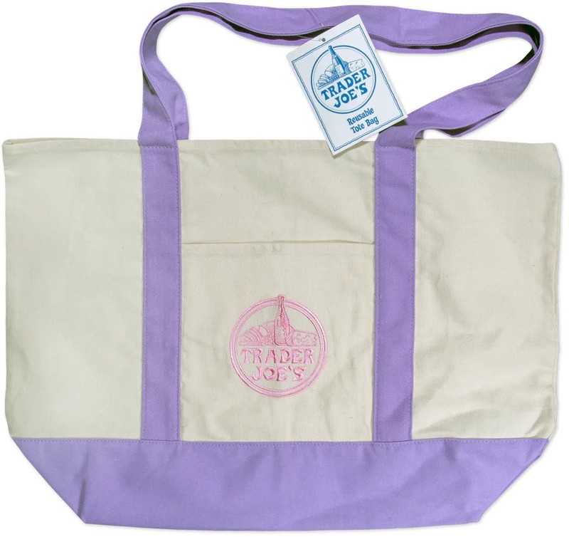 TRADER JOE'S New LARGE Canvas Tote Shopping Bag Lavender Purple NWT Limited Rel.