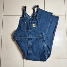 Vtg Carhartt Mens Denim Bib Overalls 32 Blue R07 DST Loose Fit Workwear Outdoor