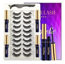 Magnetic Eyelashes, 10 Pairs Reusable Magnetic Lashes Kit & Easy Applicator