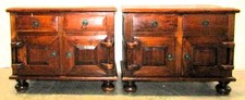Matched Pair of Antique Dutch Colonial 19th Century Teak Nightstand/End Tables