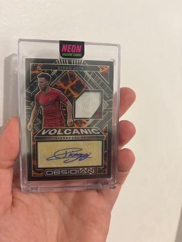 DIOGO JOTA /10 Panini Obsidian Volcanic Match Worn Patch Auto Liverpool RARE