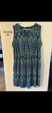 Sonoma Women’s Plus Size 2X  Dress Sleeveless Blues And Greens