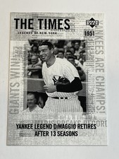 2001 UD Legends of New York Baseball #183 - Joe DiMaggio - New York Yankees