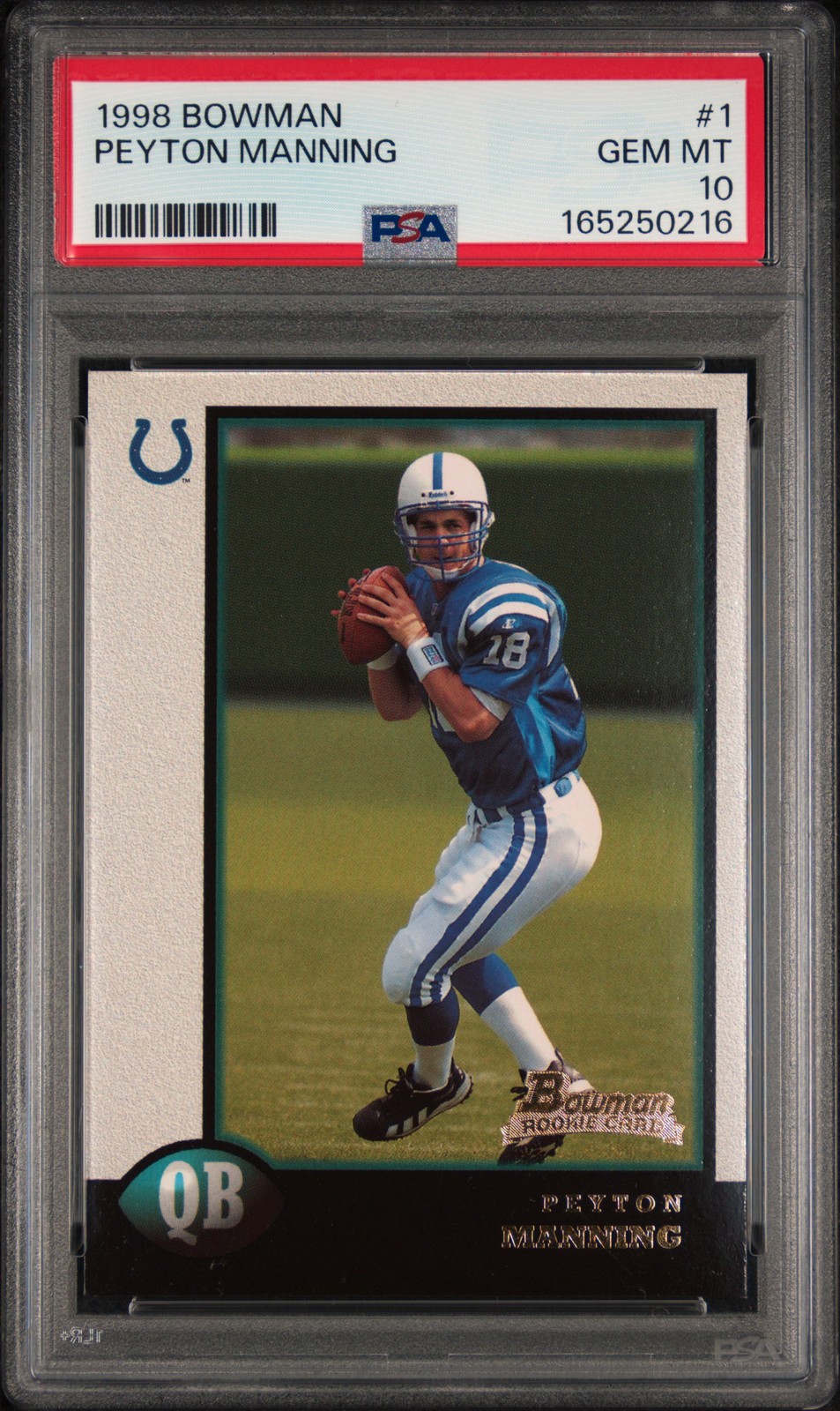 1998 BOWMAN #1 PEYTON MANNING ROOKIE RC PSA 10 view 1