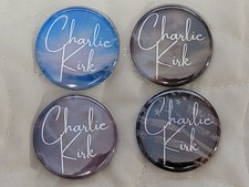 Charlie Kirk, R.I.P., 1.5" Button 4 Item Set, Pinback,