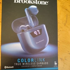 Brookstone Color Link True Wireless Bluetooth Earbuds Navy NEW