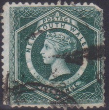 (F393-36) 1884 NSW 5d green Diadem stamp (AK)