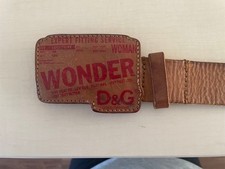 Dolce&Gabbana Men D&G Leather Belt Printed Design Buckle 95cm Luxury Stylish ITA