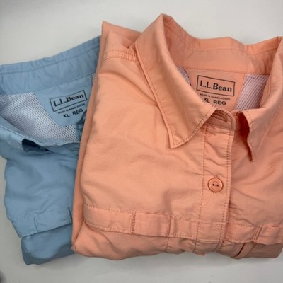 L.L. Bean Tropicwear Womens XL Fishing Hiking Shirts Blue Coral Vented 293298