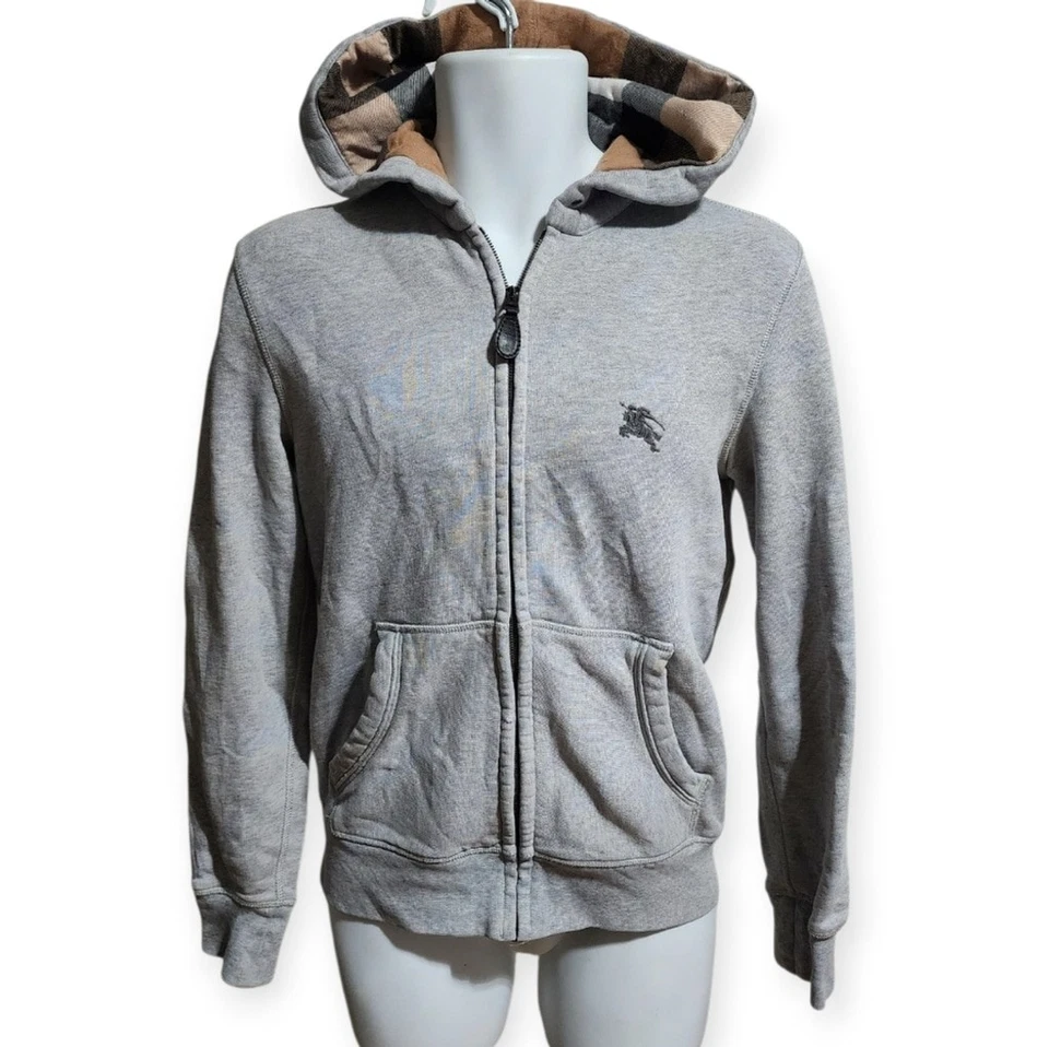 Sudadera con Capucha Burberry Calce Relajado a Cuadros Algodón Cremallera Diseñador Preppy Lujo - Para Hombre Foto 2 de 4