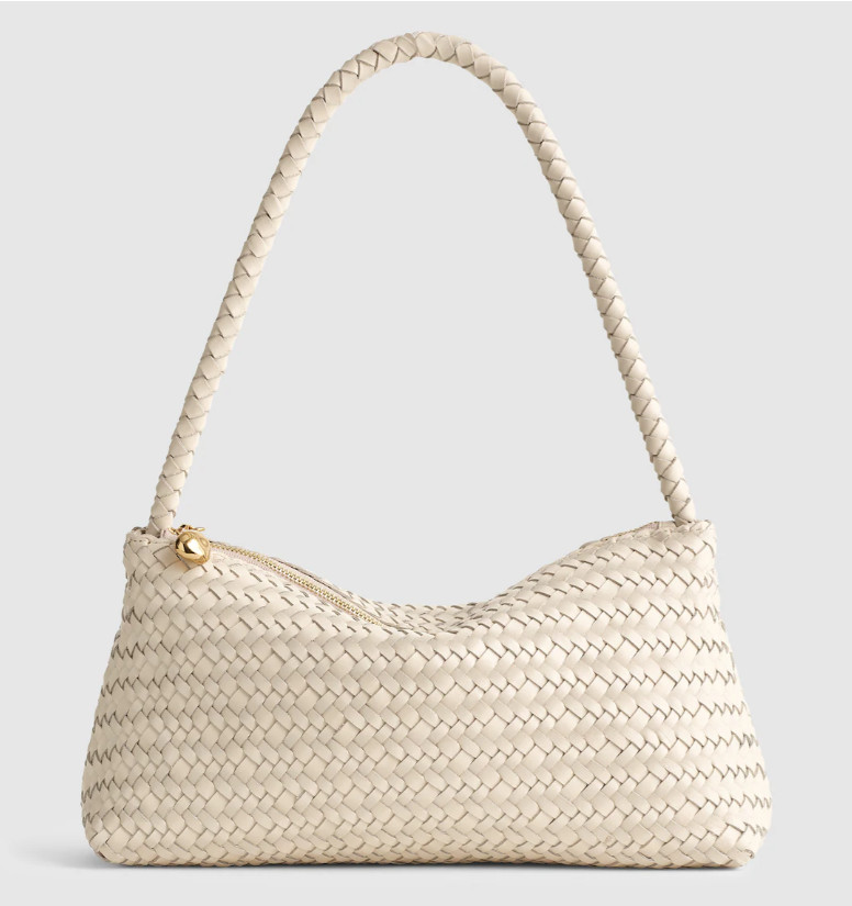 Madewell Signature Woven Mini Zip Shoulder Bag Vintage Muslin Leather Purse