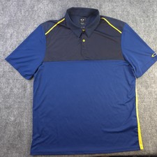 Oakley Polo XL Blue Colorblock Short Sleeve Golf 100 Polyester