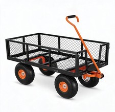 500 LBS Heavy Duty Steel Garden Cart Utility Wagon Flatbed Removable Mesh Sides