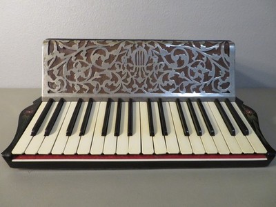 Vintage Silvio Soprani Black Chrome Piano Accordion - Leather Case