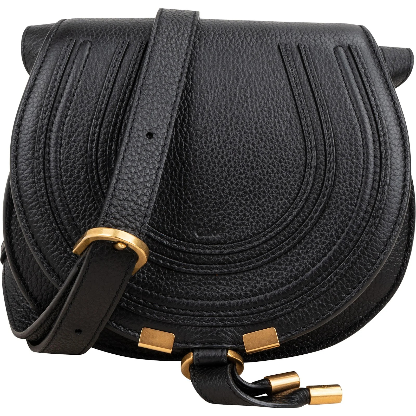 Chloé Grained Calfskin Marcie Small Saddle Crossbody Bag