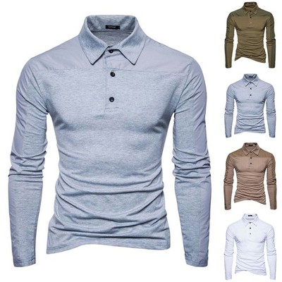 Mens Long Sleeve Shirts Tee Casual Muscle Slim Fit Button Tops T-shirt Blouse US