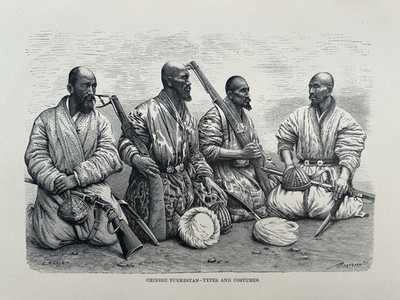 1884 Uiguren Volk Chinesisch Turkestan Xinjiang, China Original Antik Druck