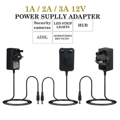 AC DC 12 V 1 A/2 A/3 A NETZTEIL ADAPTER LADEGERÄT FÜR KAMERA LED STREIFEN LICHT CCTV