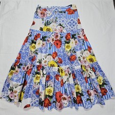 Boston Proper Skirt Women Small Multicolor Tiered Floral Boho Hippie Cottagecore
