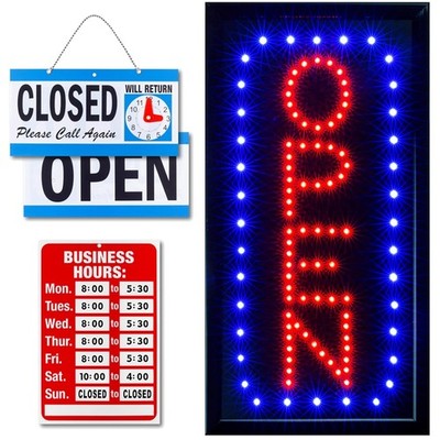 Neon Open Sign for Business: Vertical LED Flashing Mode